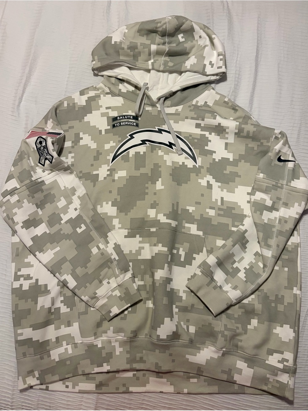 Nike Chargers Salute to Service Camo Pullover Hoodie - White & Tan